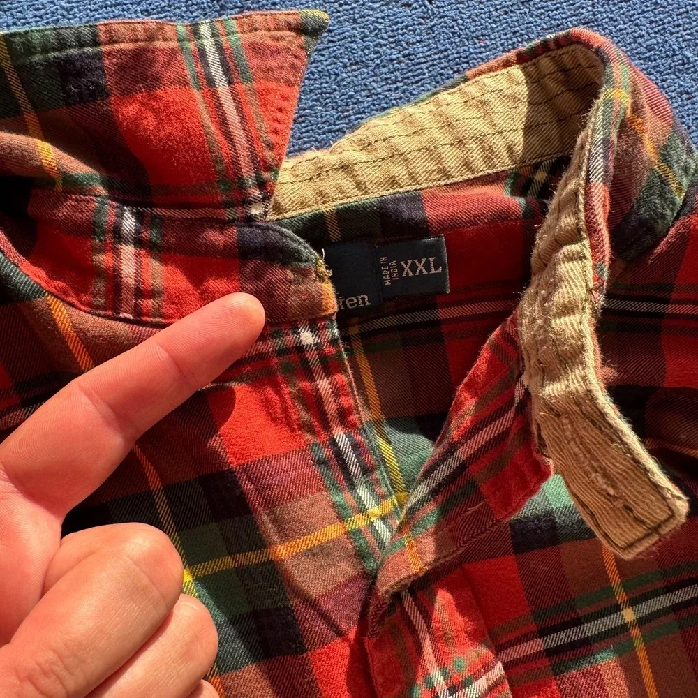 Polo Ralph Lauren Shirt Mens 2XL Red Plaid Cotton Shooting Hunting Chin Strap
